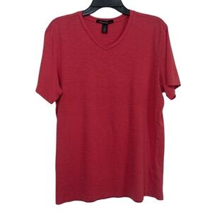 Kenneth Cole New York Men's Pink V-Neck Slub Cotton Short Sleeve T-Shirt Size M